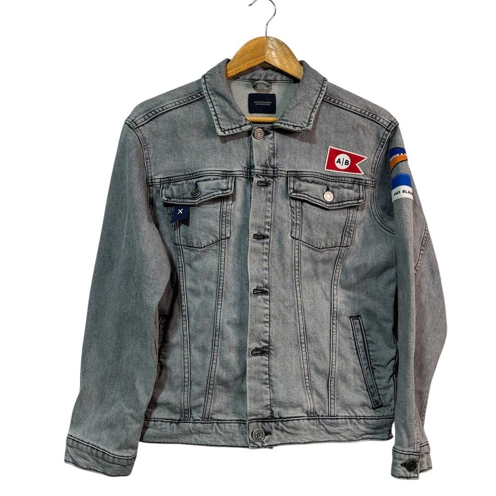 SIZE 14 | SCOTCH & SODA Amsterdams Blauw Stonewashed Gray Denim Trucker Jacket